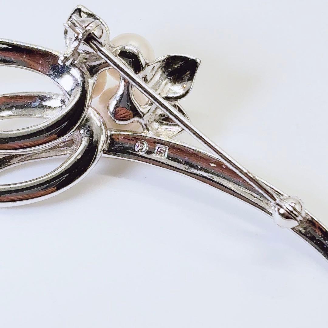 希少 ミキモト パール ブローチ アコヤ 4.5〜5.0mm NHK シルバー