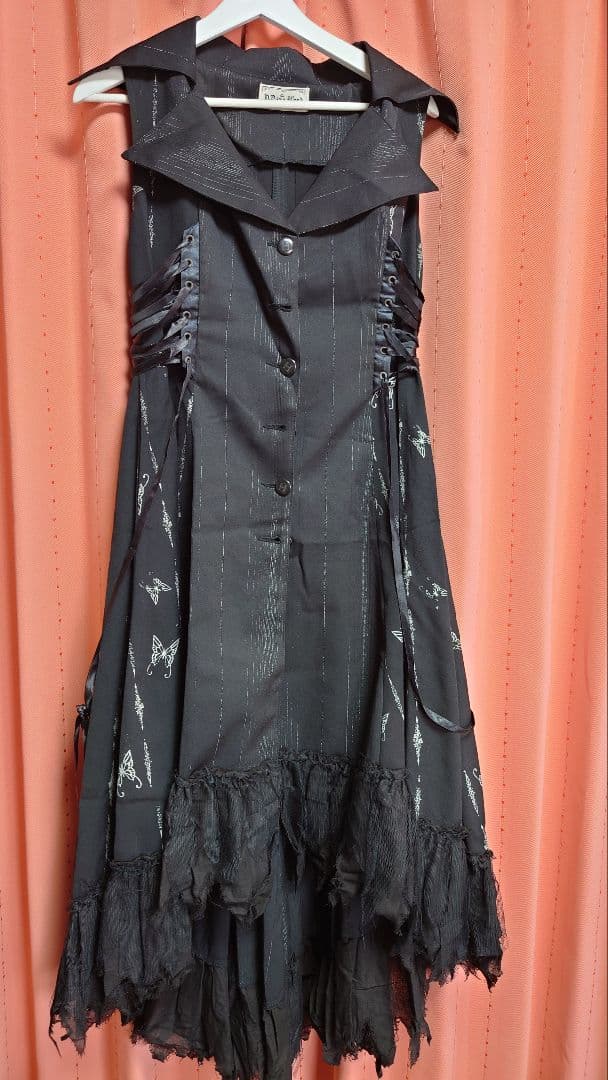 ○h.NAOTO Blood ゴスロリ ブラック ワンピース○ h.naoto - ク5 h.naoto 鳥かごワンピース 青薔薇 ジャンパースカート