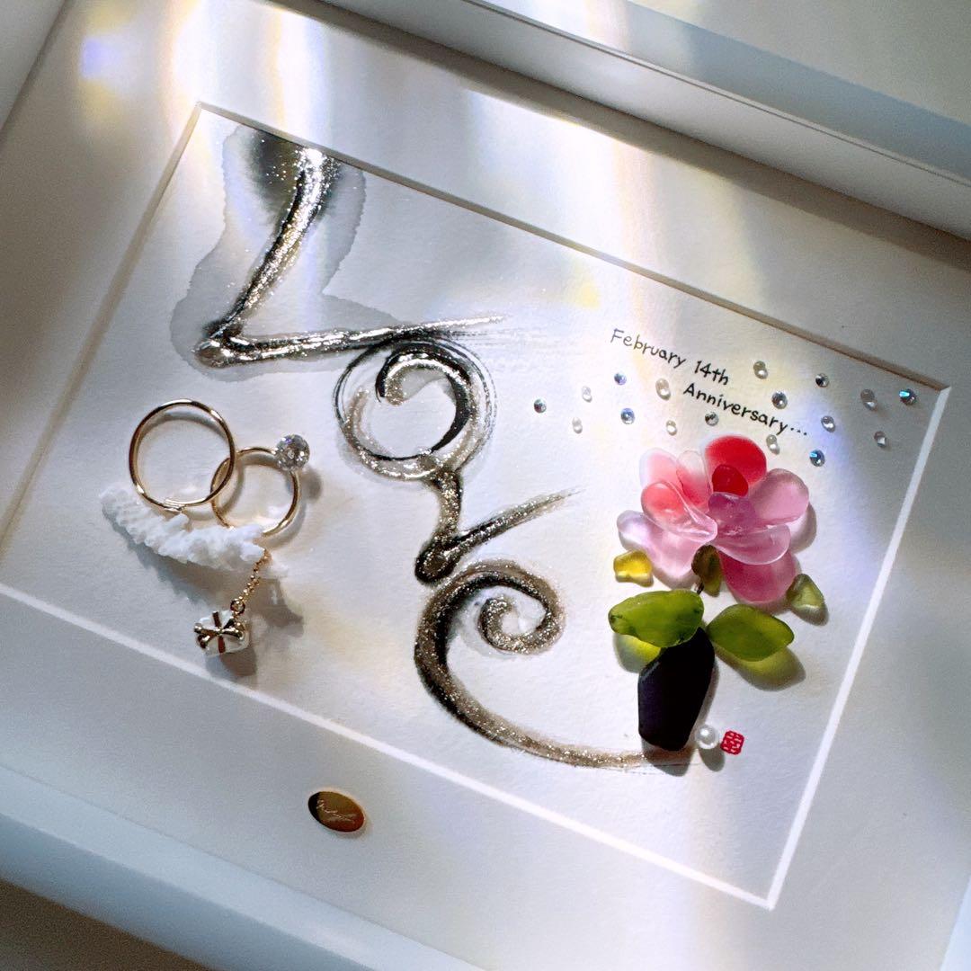 ꫛꫀꪝ✧‧「Rose」薔薇＆ピンキーリング シーグラスアート レアカラー お祝い ꫛꫀꪝ✧‧「Rose」薔薇＆ピンキーリング シーグラスアート レアカラー