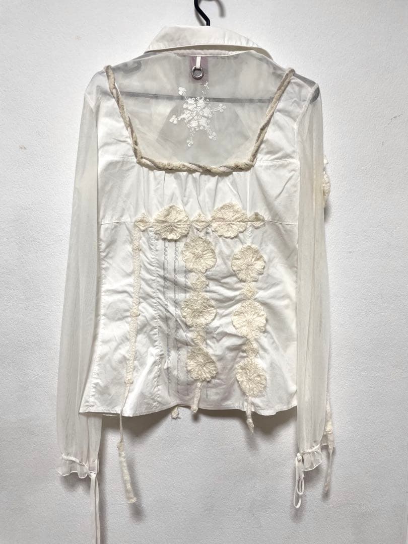 SAVE THE QUEEN 平成ギャルy2k レース長袖シャツ 白いカットソー