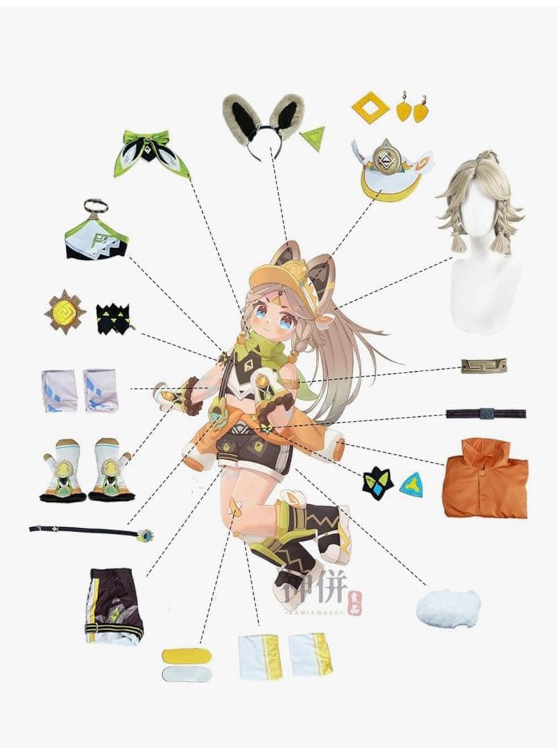 原神カチーナ一式コスプレ衣装ウィッグ付Sサイズフルセットブーツ込（22.5cm）