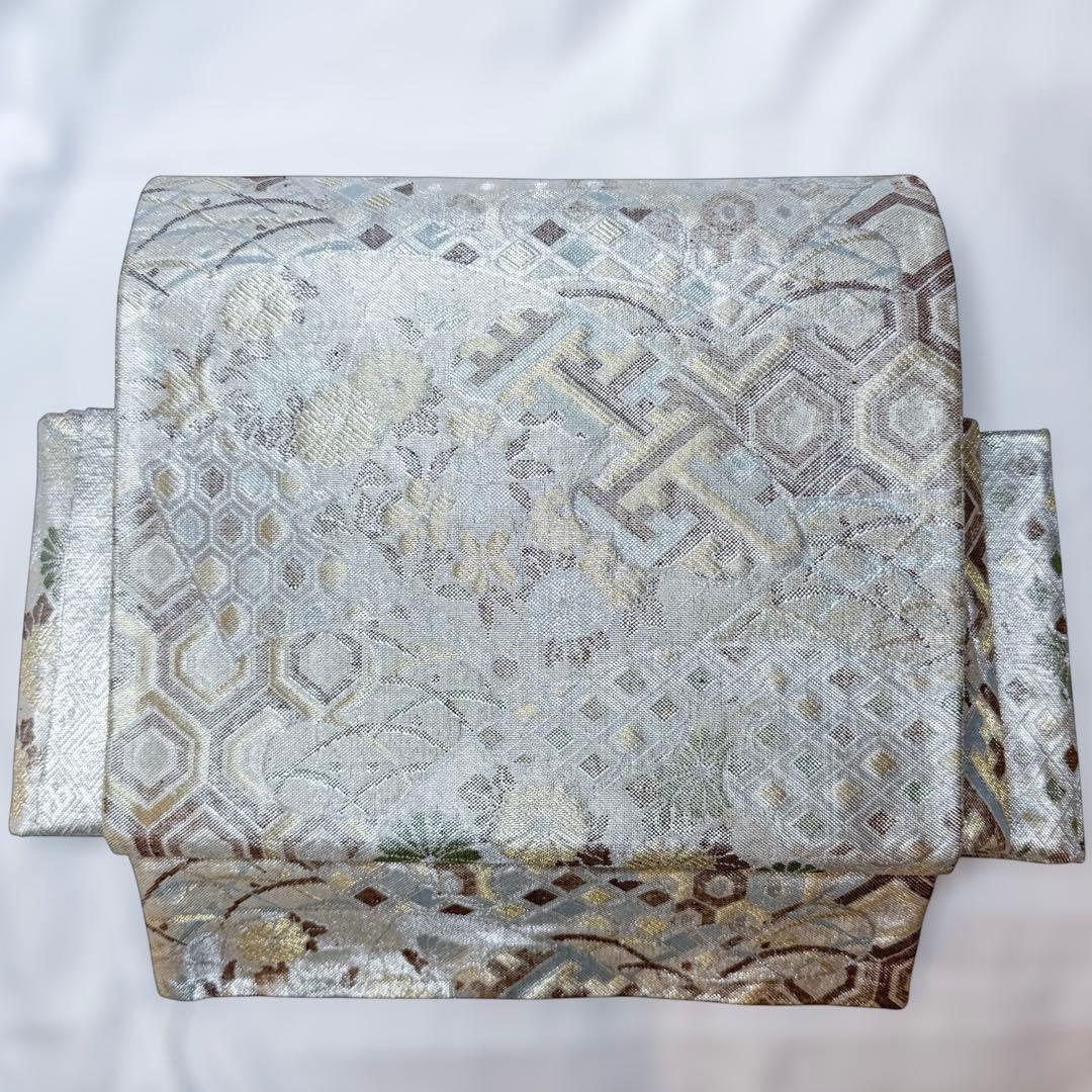 一体型 ワンタッチ帯 作り帯 マジックテープ 佐賀錦 豪華 袋帯 二重