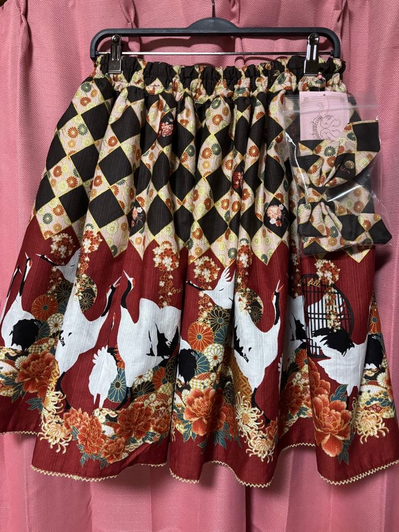 新品】メタモルフォーゼ 百花繚乱まほろばの舞スカート 黒檀ブラック