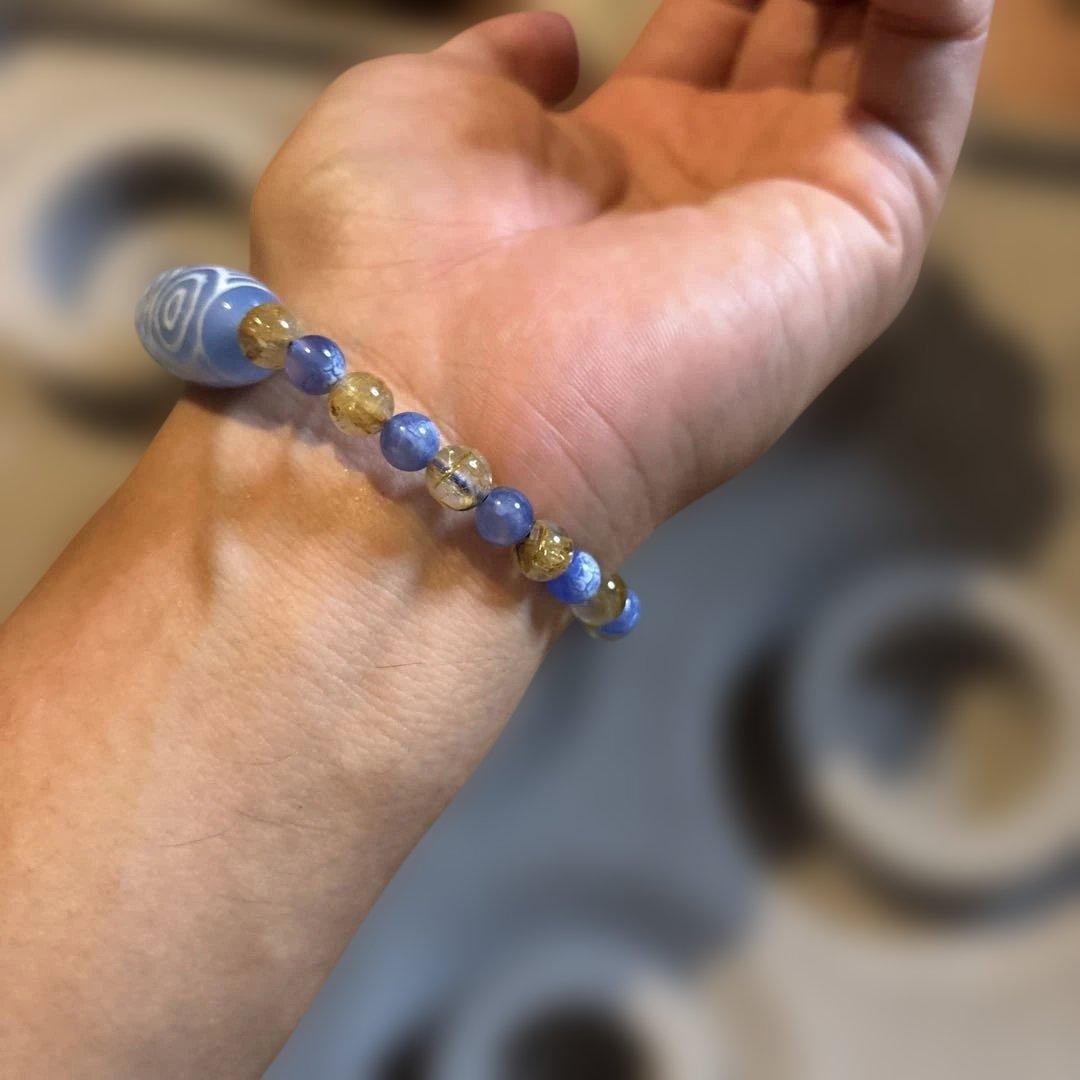 ちょっとーこんなの見たことない！ルチルイン老玉髄W龍眼天珠たん！