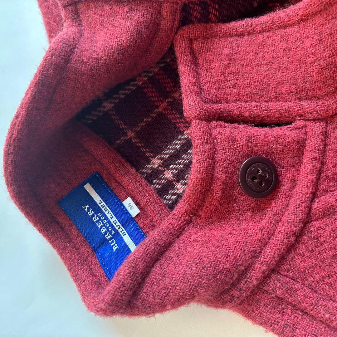 バーバリーブルーレーベル極美品ウールショートジャケットえんじ系臙脂赤