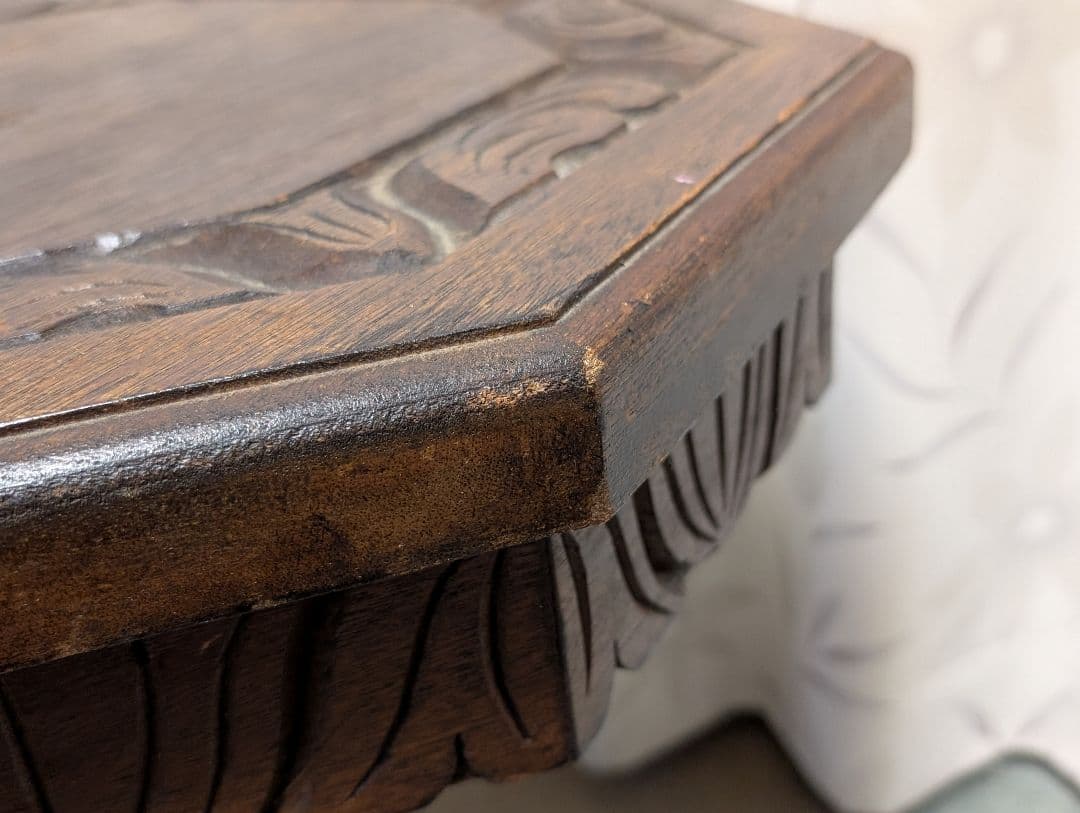 古家具 民芸家具 木製 木彫り サイドテーブル 花台の通販｜www