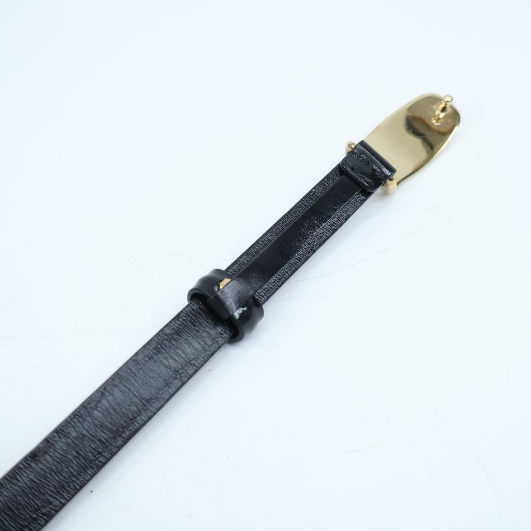 美品 GUCCI グッチ レザー ベルト ゴールド金具 ブラック イタリア製