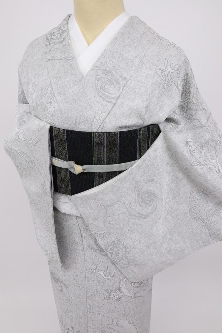 《葵⭐︎裄直し＋作家物◆小紋■龍の舞姿■落款有◆KH1-24》