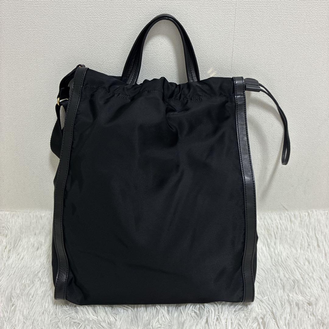 美品 ORSETTO オルセット ナイロンサイドジップトートバッグ 2way 黒