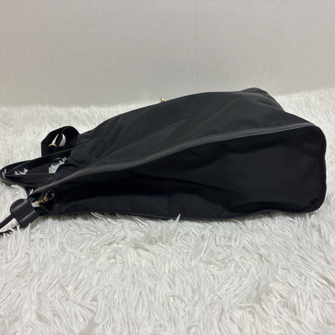 美品 ORSETTO オルセット ナイロンサイドジップトートバッグ 2way 黒