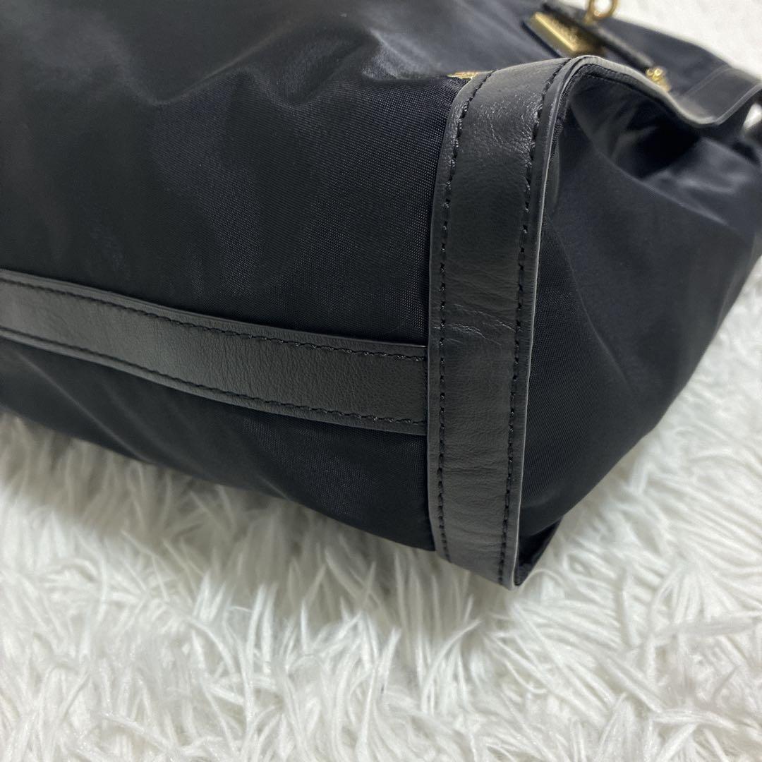 美品 ORSETTO オルセット ナイロンサイドジップトートバッグ 2way 黒
