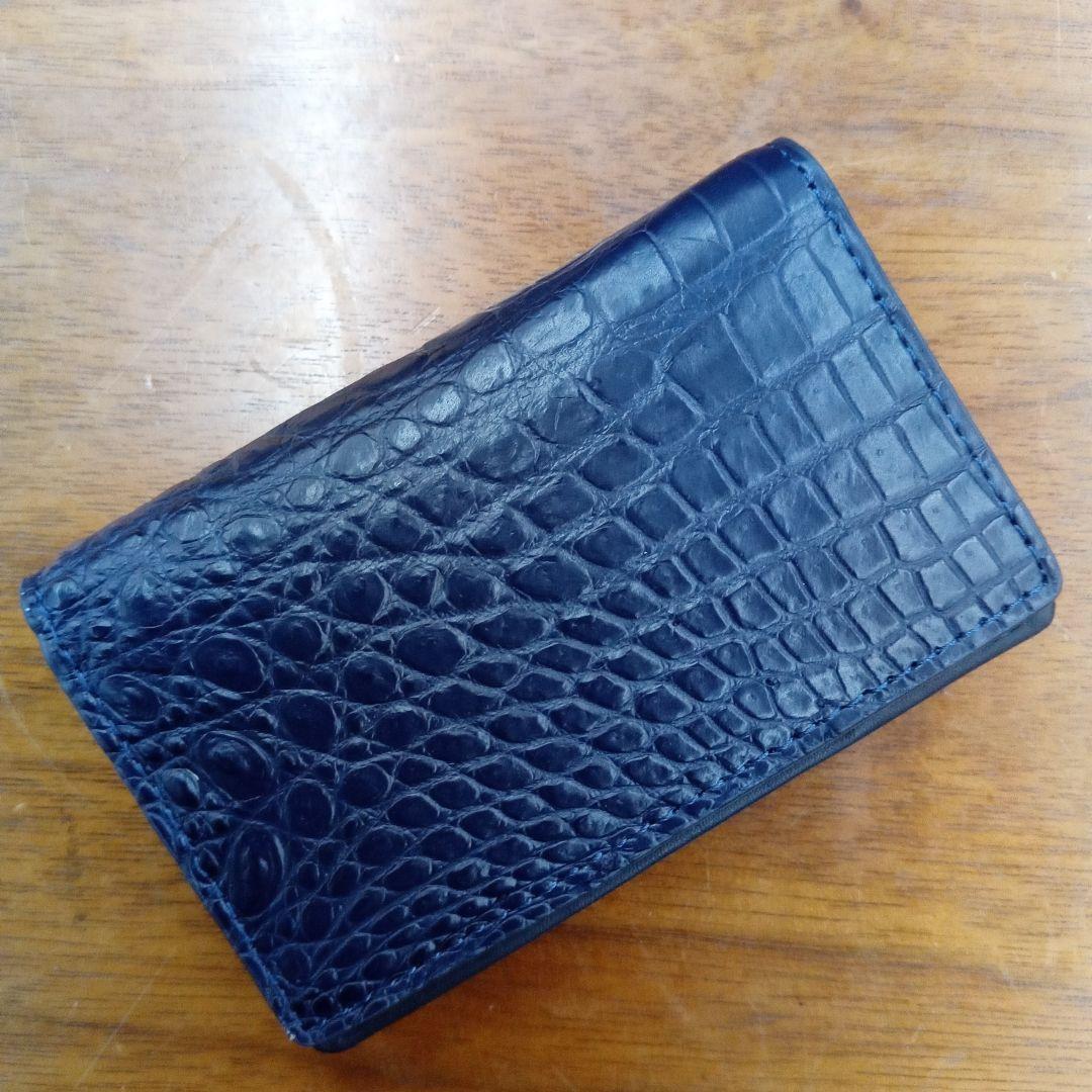 ネイビー　クロコダイル　クロコ　名刺入れ　カードケース　本革 MGSABLE 名刺入れ クロコダイル レディース 本革 メンズ カードケース
