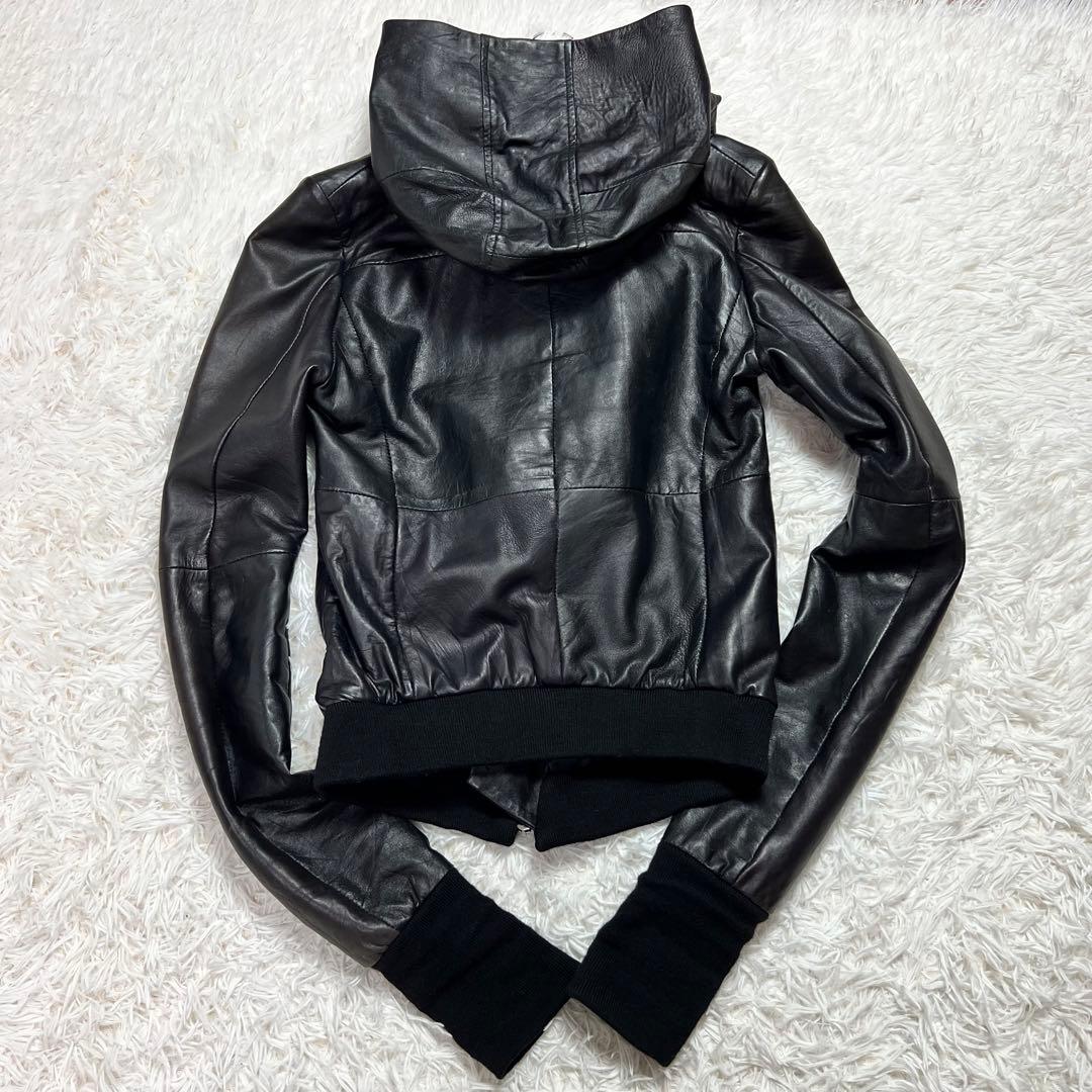 EKAM エカム 変形 フーデット ダブル レザー ライダースジャケット M