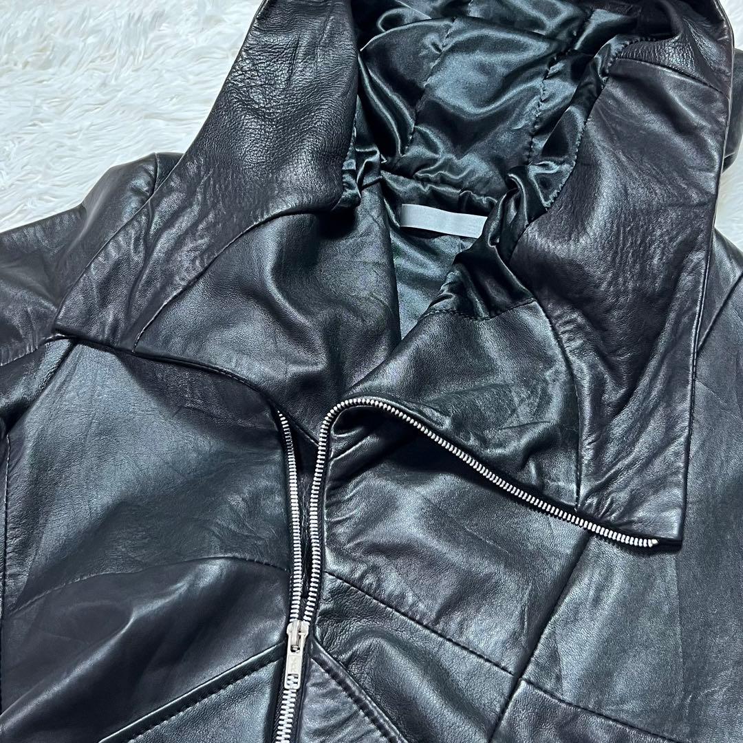 EKAM エカム 変形 フーデット ダブル レザー ライダースジャケット M