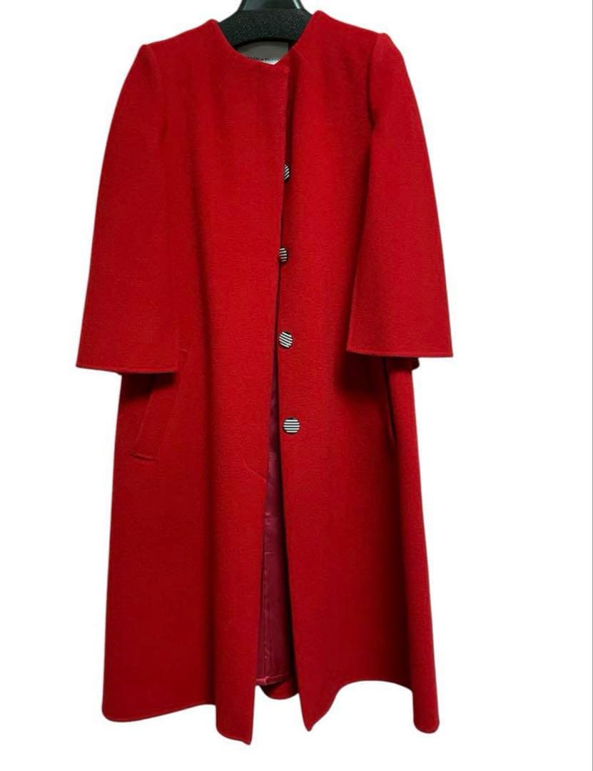 新品タグ付き ボーダーズアットバルコニー ケープコート 赤 36サイズ
