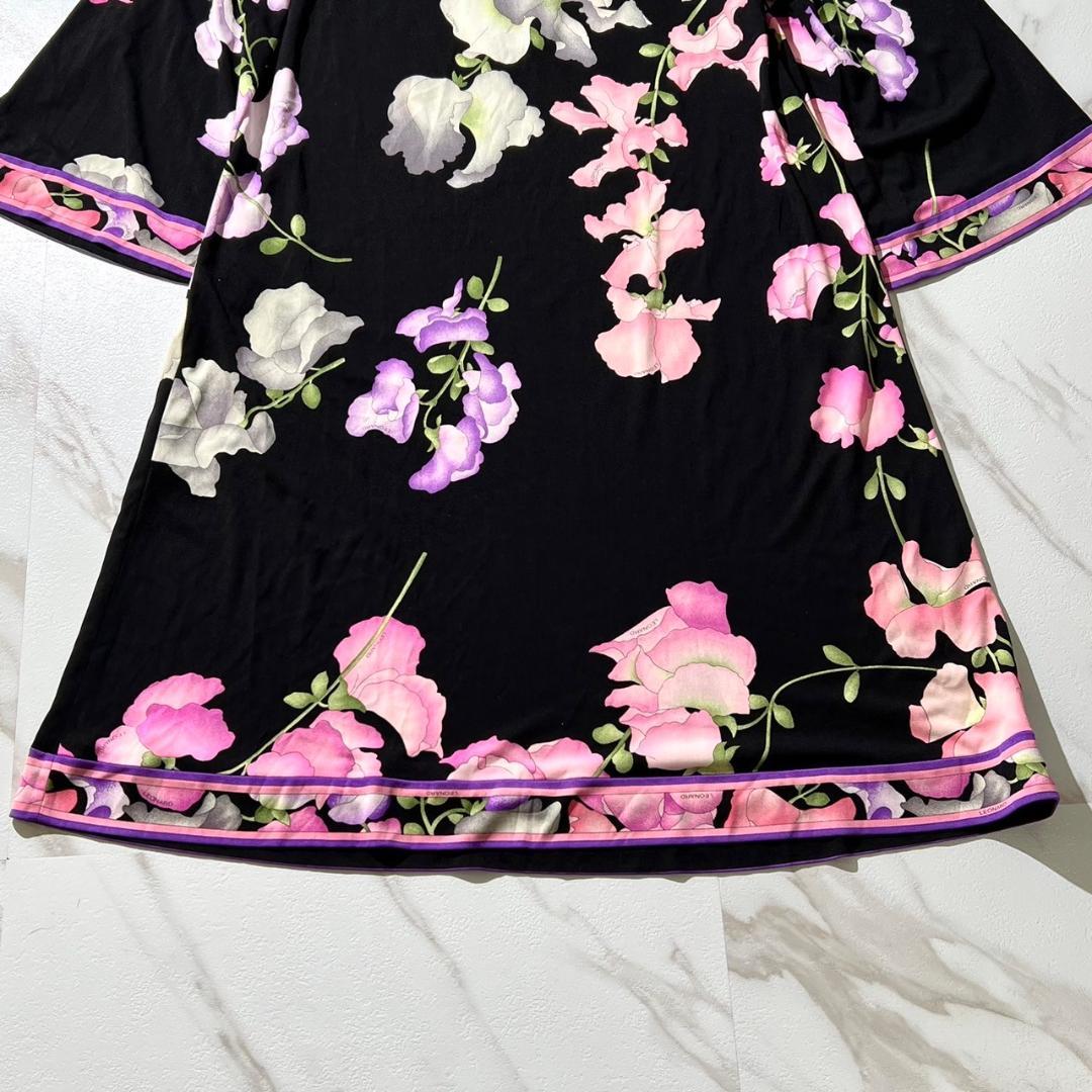 極美品✨レオナール カンカン L 花柄 ロング ワンピース トリム オペラ