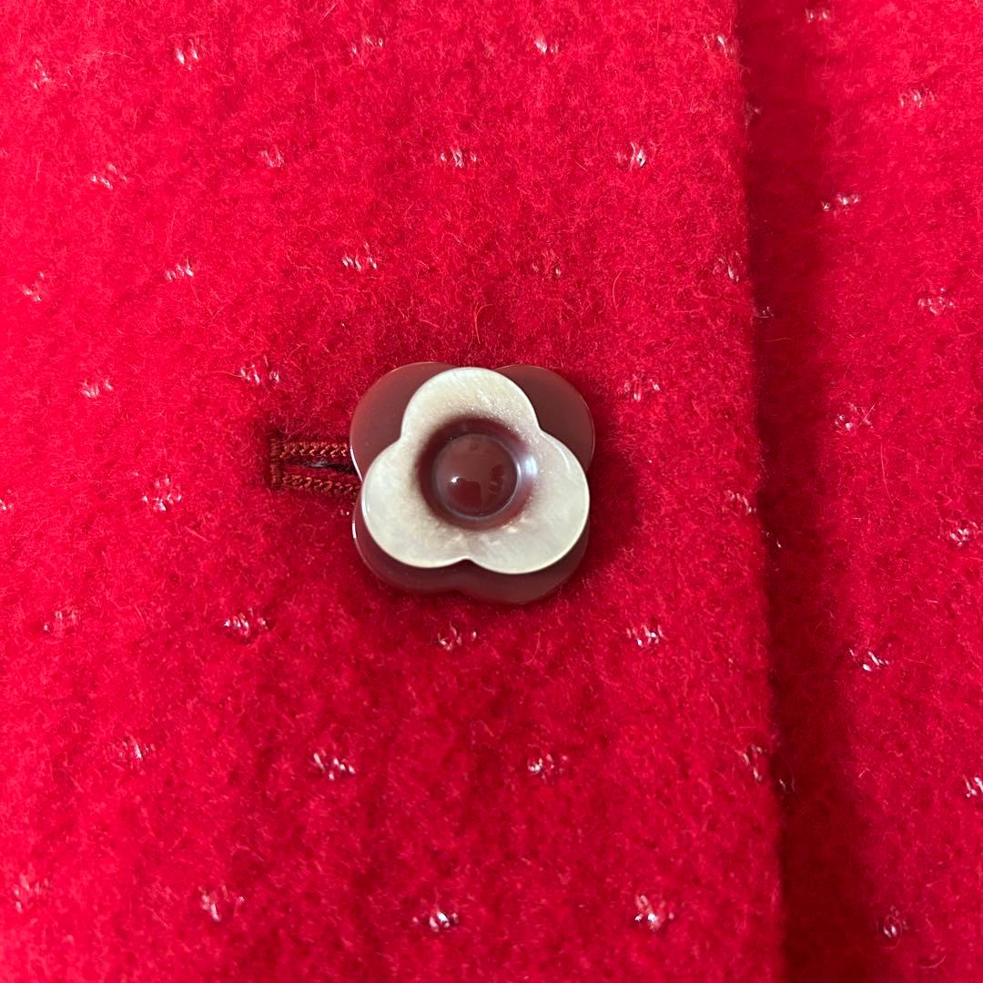 TOCCA 赤 アンゴラブレンドロングコート 丸襟 ウール ボタン ラメ 0/S