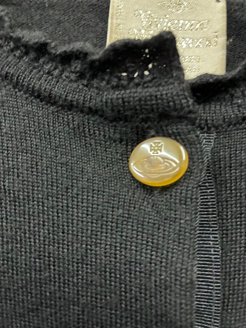 ヴィヴィアンウエストウッド フリルネックウールカーディガン 黒