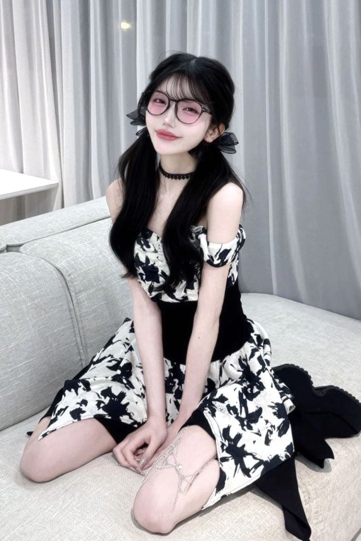 BELEAR MIMI《ベリアミミ》フラワーニュアンスミニワンピース BLK