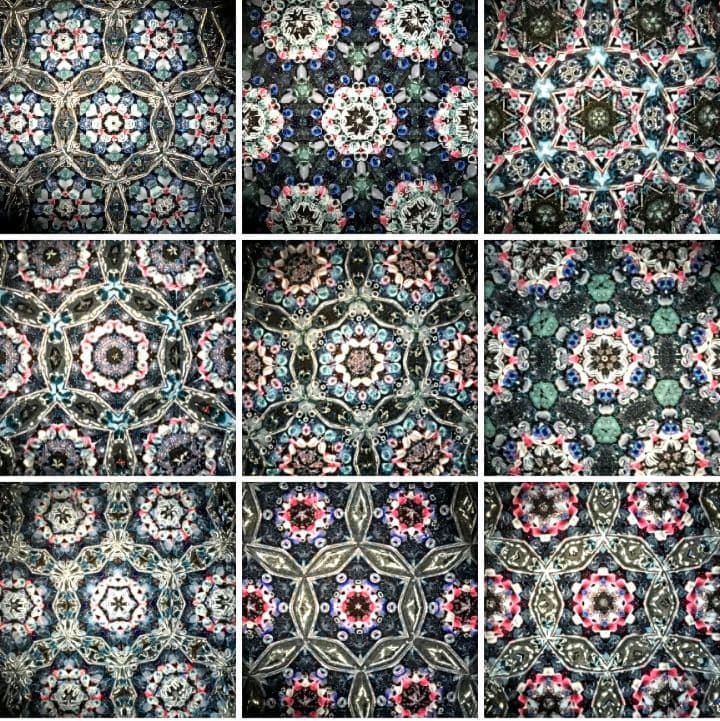 万華鏡《393》《394》1本の万華鏡に2つの模様　２つ穴の万華鏡 (黒天板)