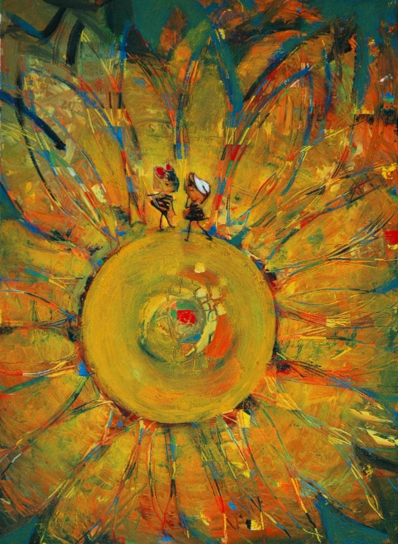 油絵 絵 絵画 インテリア F4-051120 可愛い女の子とひまわり - メルカリ