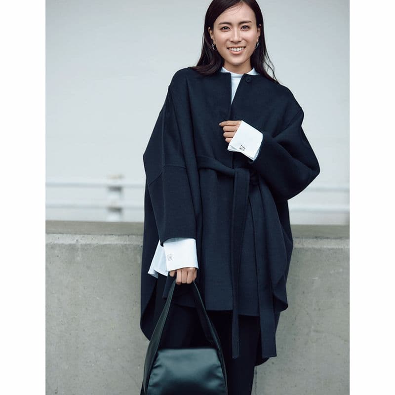 ほぼ新品 LE PHIL ルフィル ソフトウールリバーポンチョコート グレー