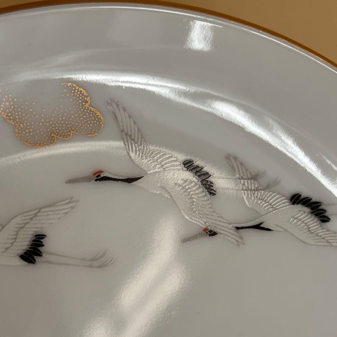 宮内庁御用達 有田焼窯元 深川製磁 鶴松金彩 大皿1枚 取皿5枚 合計6枚