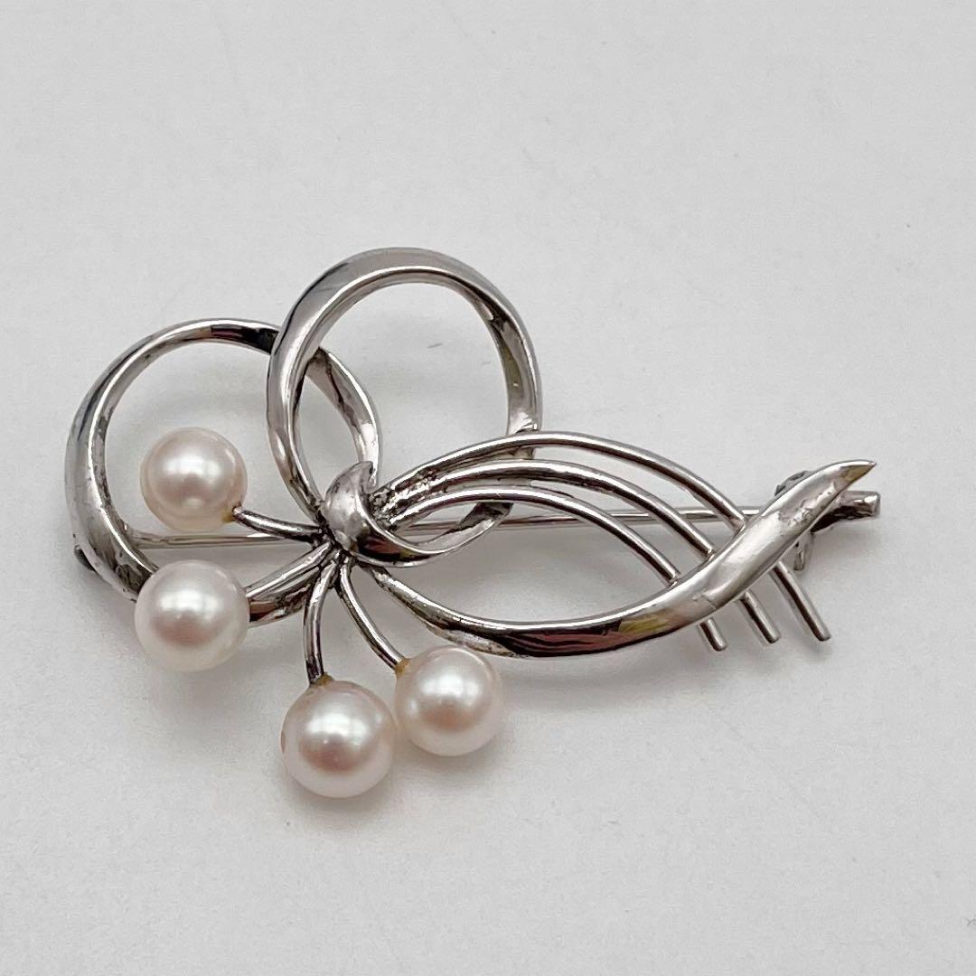 MIKIMOTO ミキモト ブローチ 本真珠 ホワイトパール シルバー 4珠
