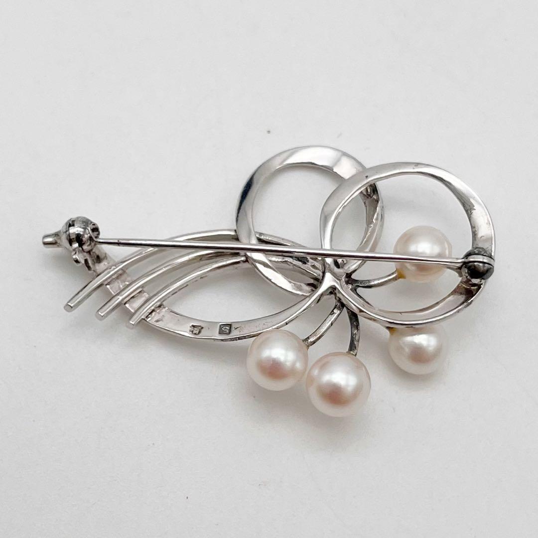 MIKIMOTO ミキモト ブローチ 本真珠 ホワイトパール シルバー 4珠
