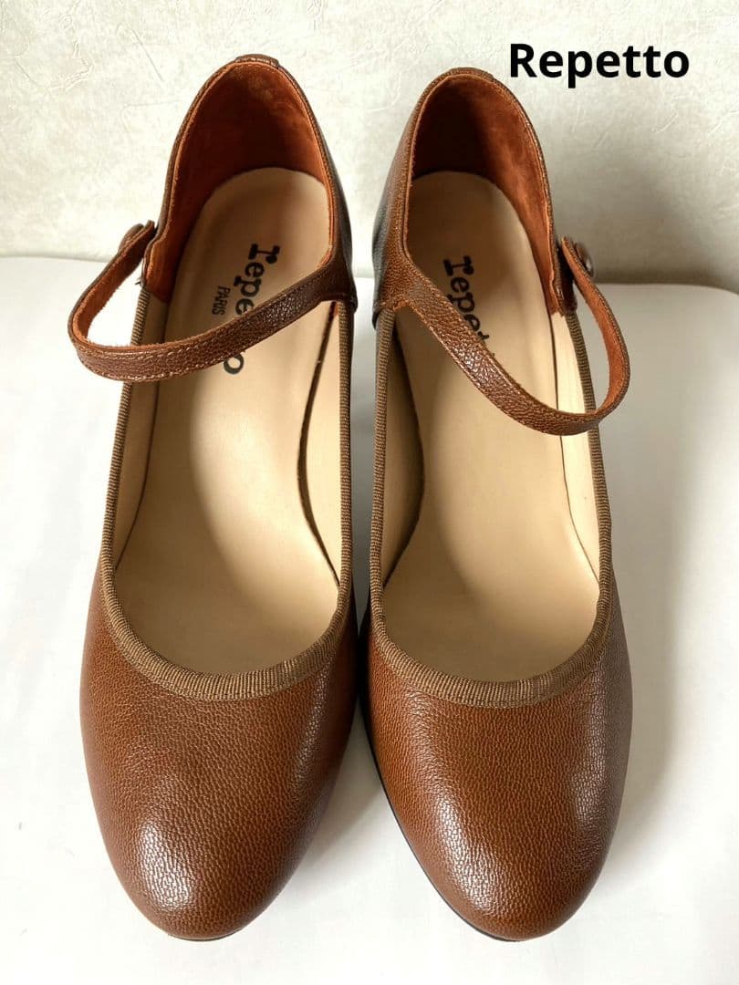 repetto】レペット ラウンドトゥパンプス ブラウン ヒール 靴 - メルカリ