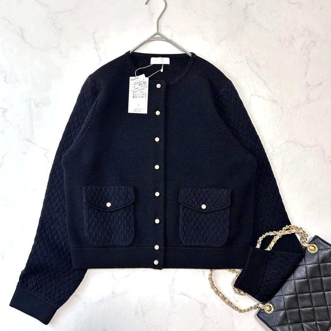 新品タグ付き ボールジィ パールコンビ クルーネック カーディガン定価3.7千円 BALLSEY（ボールジィ）の「ウールコットンパールコンビ クルーネック