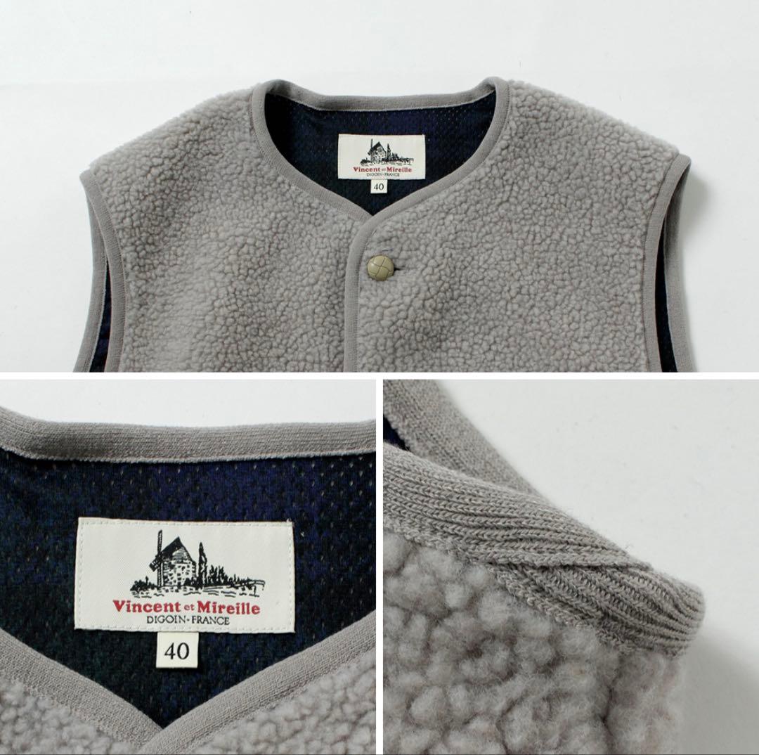 Vincent et Mireille ボアベスト 38 VINCENT ET MIREILLE（ヴァンソン エ ミレイユ） ボアベスト プレイド