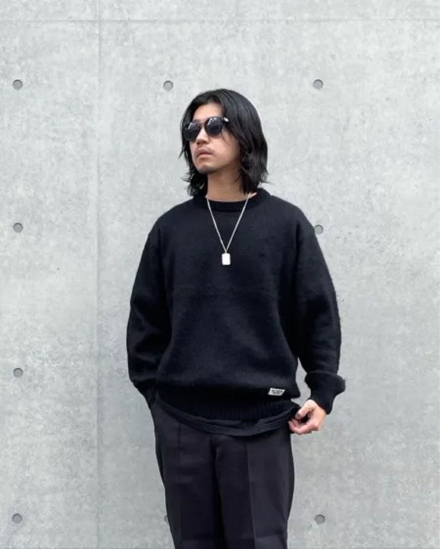 ワコマリア ミックスモヘア ニットセーター チャコール Lサイズ 2023fw