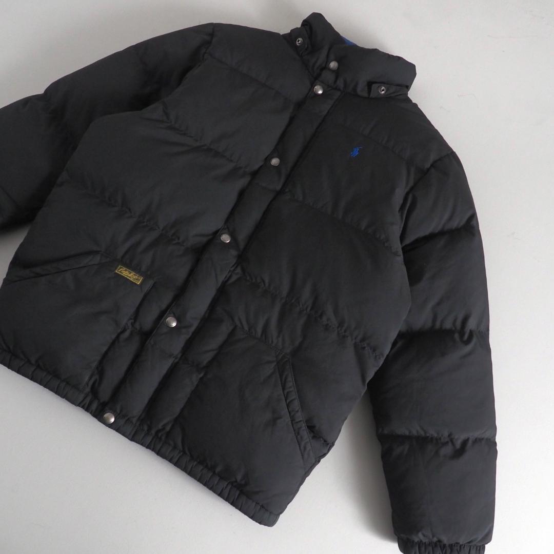 ラルフローレン　ダウンジャケット　肉厚　ブラック　青ポニー　美品 POLO RALPHLAUREN ポロラルフローレン ビッグポニー XS ネイビー M相当