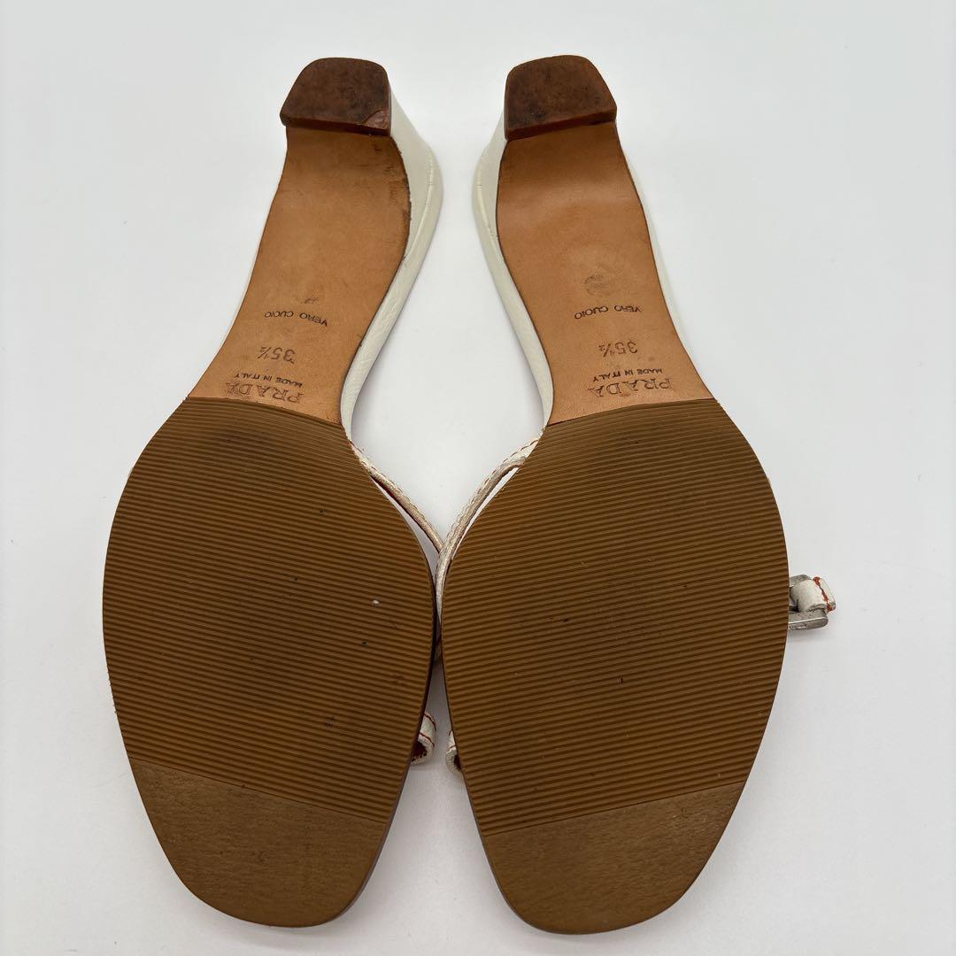 プラダ リボンデザインバイカラー ミュール サイズ35 1/2 22.5㎝相当