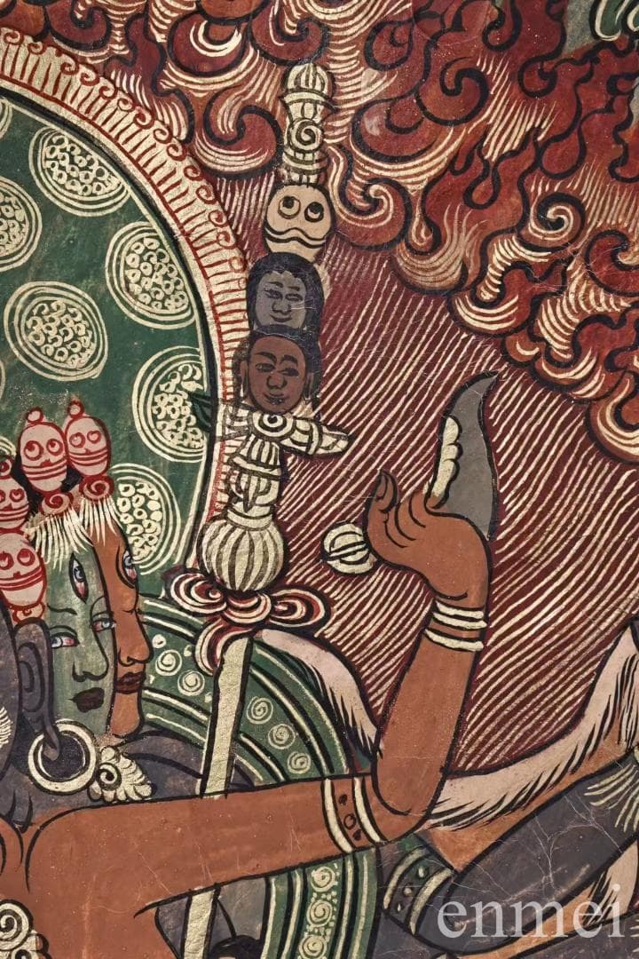 中国古美術・チベット・真皮唐卡・勝楽金剛仏像・純手描き・纯天然鉱物