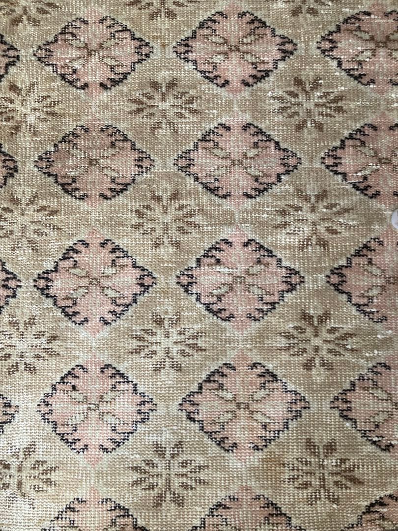 【Weekend..】ヴィンテージラグ　ベージュ　ピンク　トルコ 超大判 トルコヴィンテージラグ チェリーピンク 255×134 トルコラグ