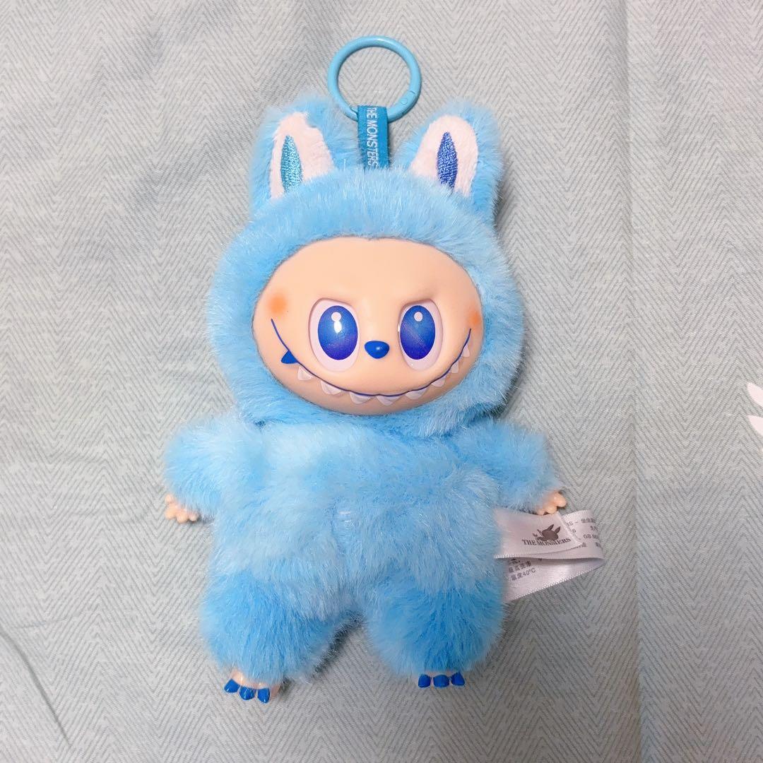 水色ウサギ耳キャラクターぬいぐるみマスコットキーホルダー 可愛い