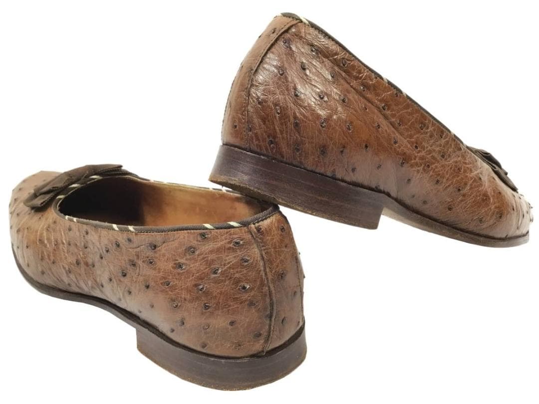 BARKER BLACK バーカーブラック オーストリッチレザー オペラパンプス