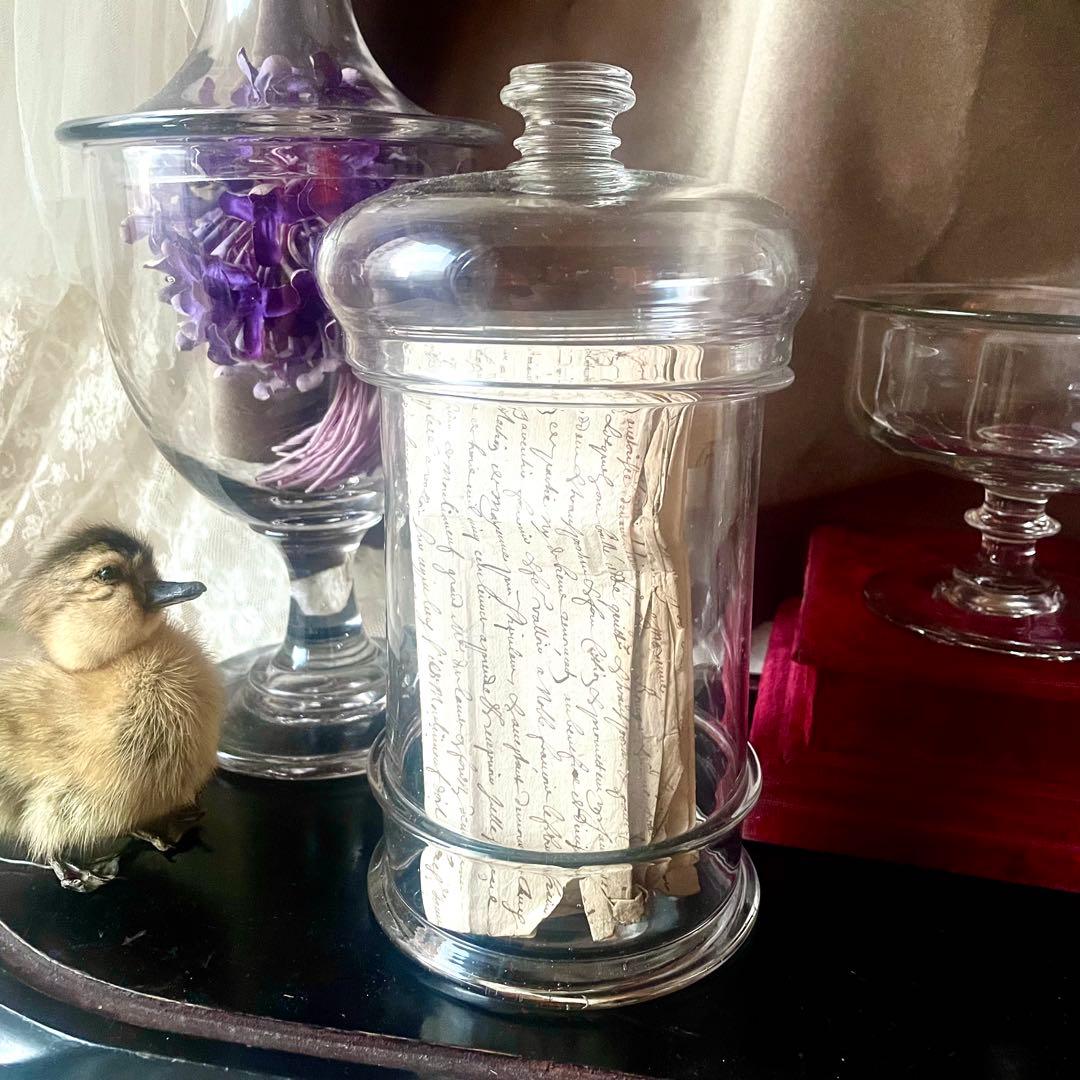 蓋付きファーマシーポット 吹きガラスの標本瓶薬瓶　19世紀 フランスアンティーク アンティーク 薬瓶・13 / 19世紀ガラス-アンティークショップSibora