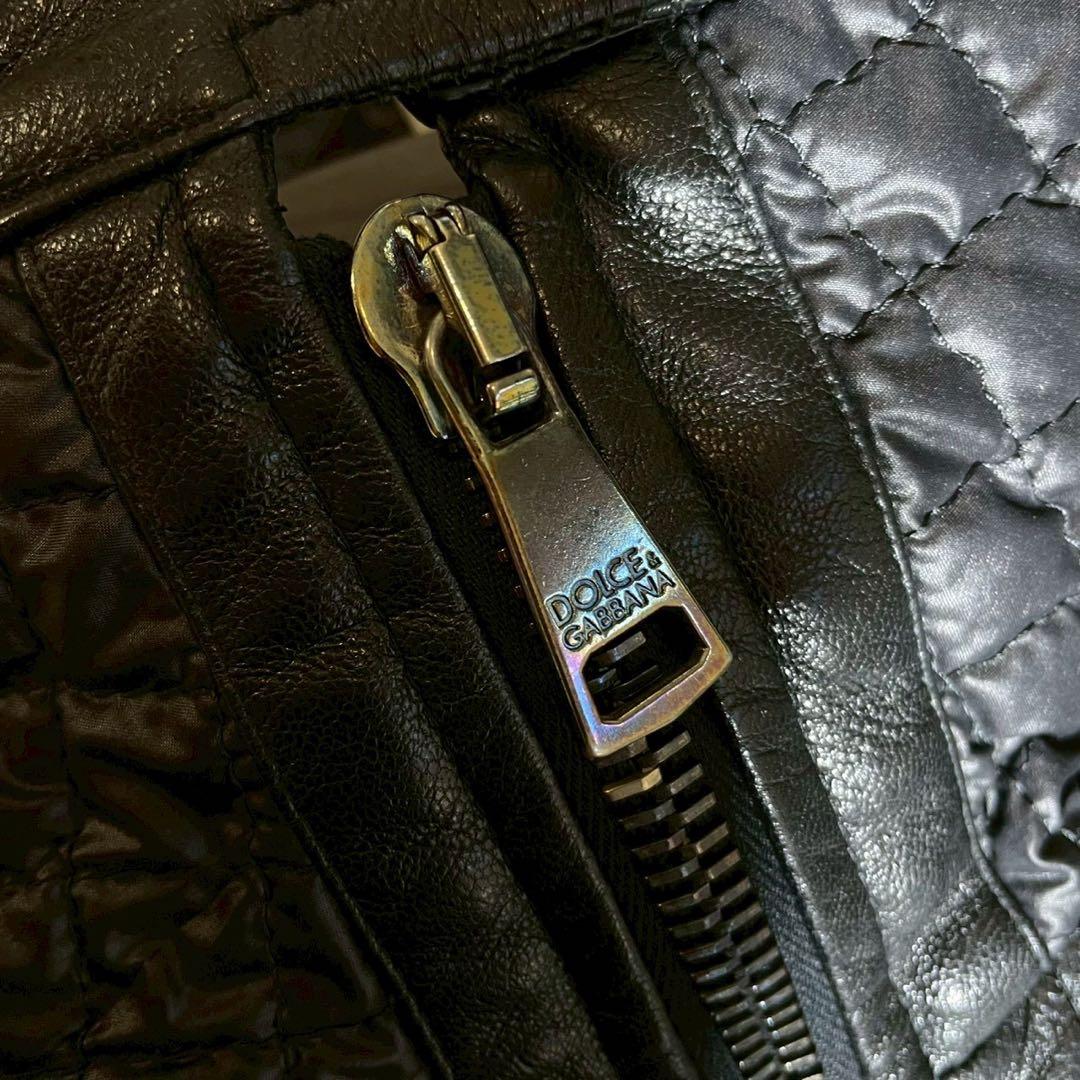 ①ドルチェ&ガッバーナ シングルライダース キルティング ブラック