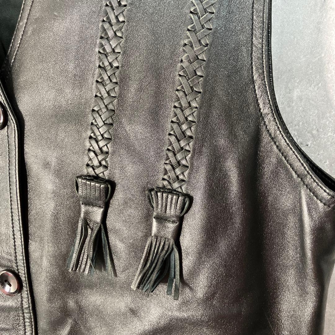 3点おまとめ vintage 本革 編み込み レザーベスト 古着