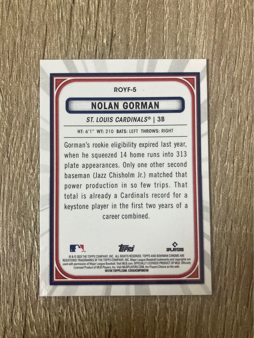 topps 2023 Bowman Chrome NOLAN GORMAN - メルカリ