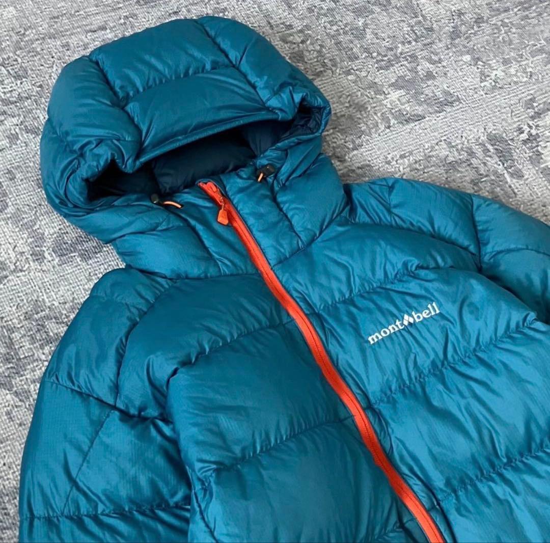 montbell フード付きダウンジャケット 青 - メルカリ