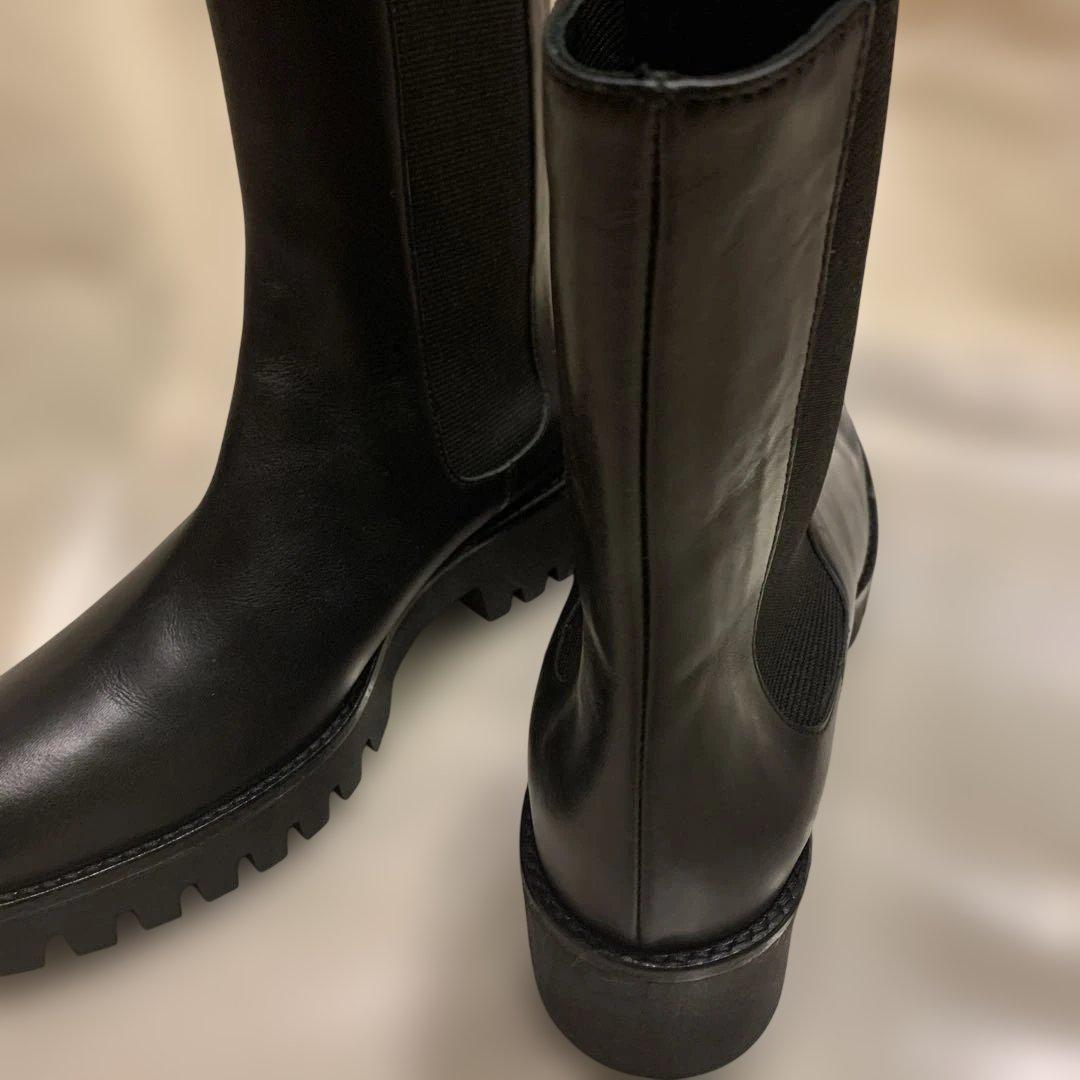 セオリー　ブラックレザーサイドゴアブーツ37(23.5cm)