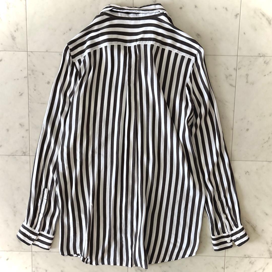 美品 ミューズドゥ ドゥーズィエムクラス シルク混 ストライプシャツ