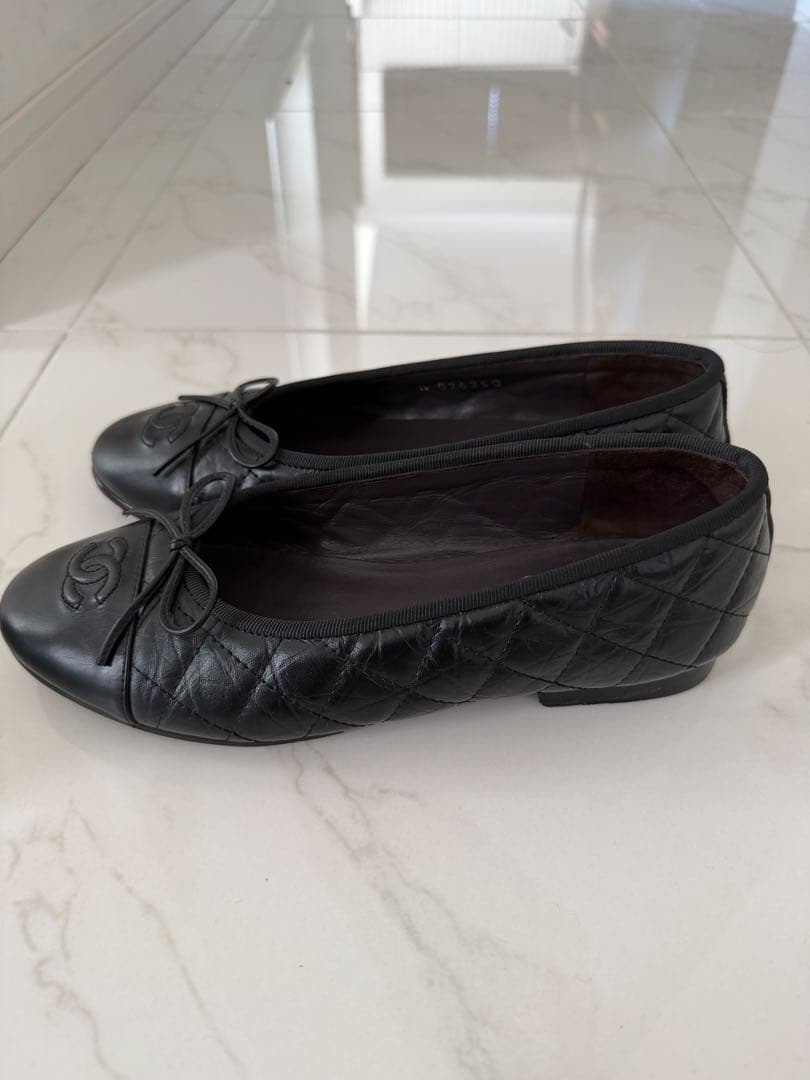 CHANEL シャネル ブラック 37 フラット バレエシューズ - メルカリ