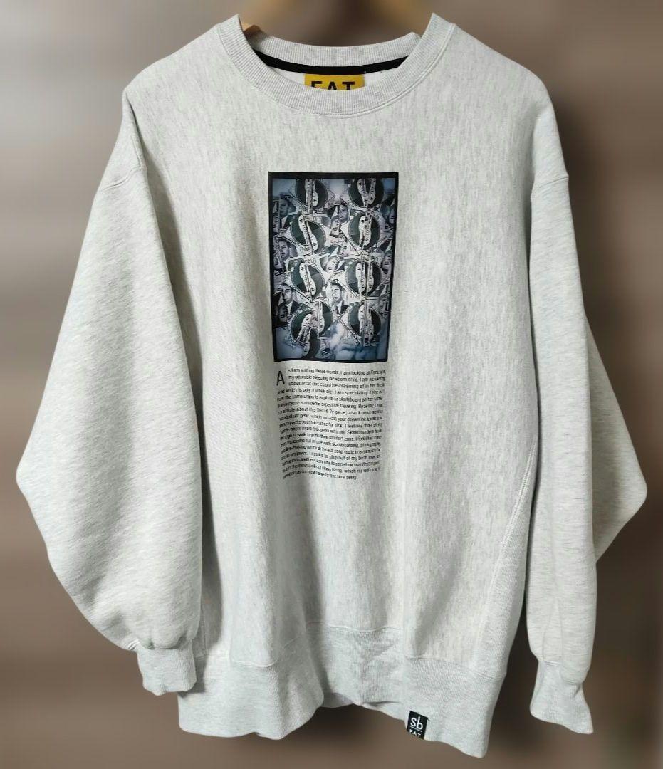 極美品FAT前後両面プリントSbコラボスウェット大きめSKINNY(L) グレー 極美品FAT前後両面プリントSbコラボスウェット大きめSKINNY(L) グレー
