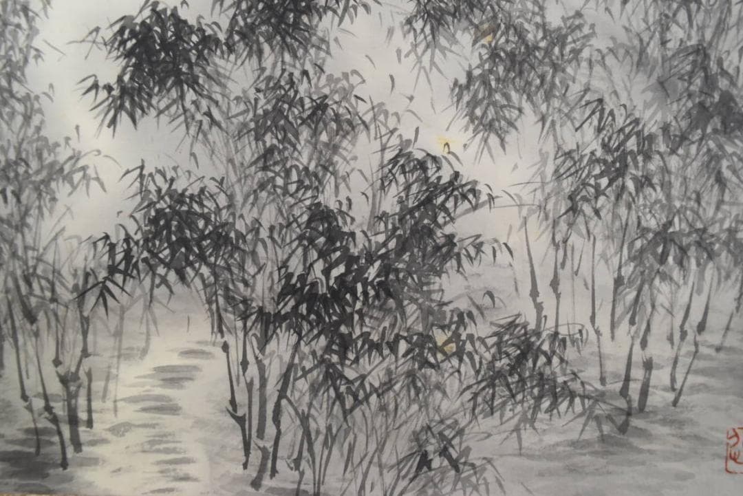 真作】篁岳/江山竹林幽居図/掛軸/名家伝来/AA-909 - メルカリ