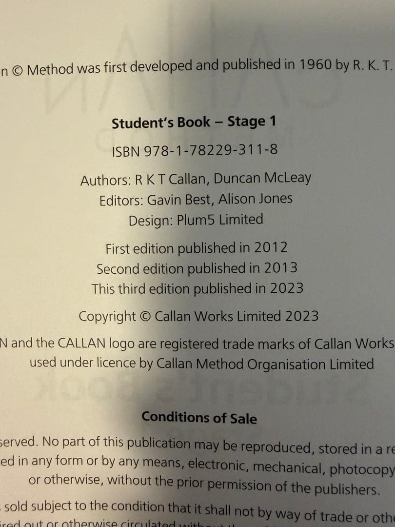 3rd Edition】Callan Method テキストStage 1 - メルカリ